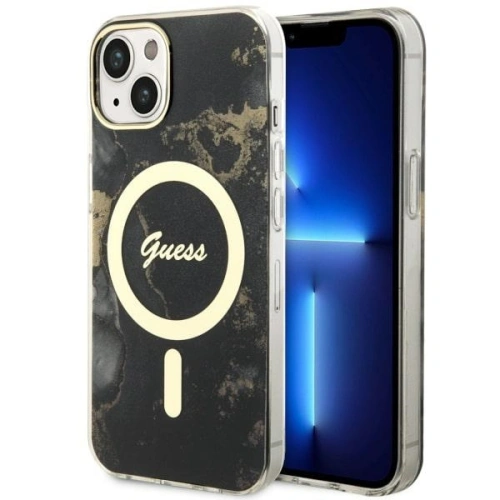 Buy Guess GUHMP14MHTMRSK Apple iPhone 14 Plus / 15 Plus black hardcase Golden Marble MagSafe - GUE2503 - {ean13} - Home Screen Store Europe