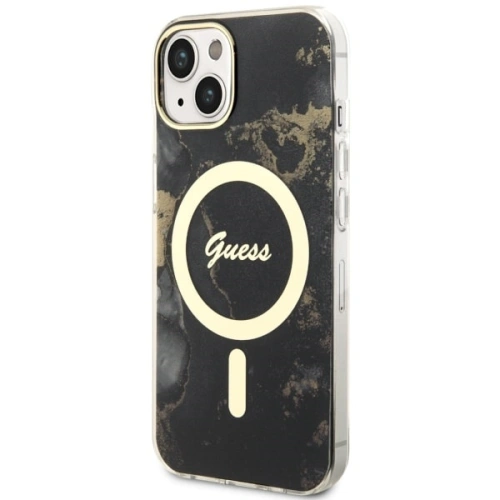 Buy Guess GUHMP14MHTMRSK Apple iPhone 14 Plus / 15 Plus black hardcase Golden Marble MagSafe - GUE2503 - {ean13} - Home Screen Store Europe