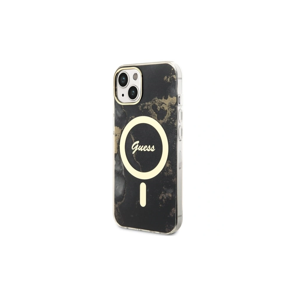 Etui Guess GUHMP14MHTMRSK Apple iPhone 14 Plus / 15 Plus czarny/black hardcase Golden Marble MagSafe