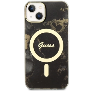 Etui Guess GUHMP14MHTMRSK Apple iPhone 14 Plus / 15 Plus czarny/black hardcase Golden Marble MagSafe