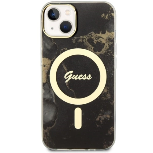 Buy Guess GUHMP14MHTMRSK Apple iPhone 14 Plus / 15 Plus black hardcase Golden Marble MagSafe - GUE2503 - {ean13} - Home Screen Store Europe