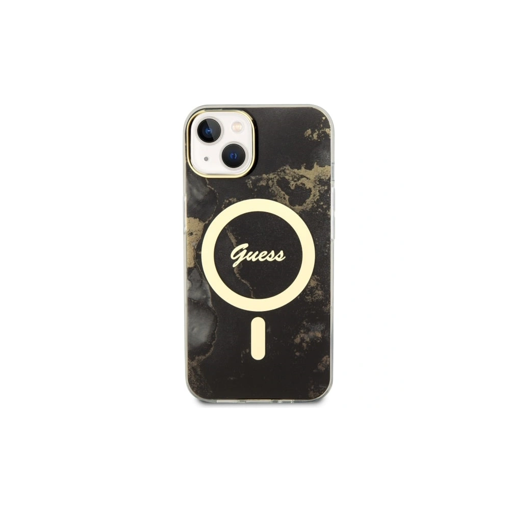 Etui Guess GUHMP14MHTMRSK Apple iPhone 14 Plus / 15 Plus czarny/black hardcase Golden Marble MagSafe