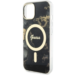Etui Guess GUHMP14MHTMRSK Apple iPhone 14 Plus / 15 Plus czarny/black hardcase Golden Marble MagSafe
