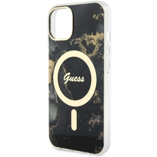 Buy Guess GUHMP14MHTMRSK Apple iPhone 14 Plus / 15 Plus black hardcase Golden Marble MagSafe - GUE2503 - {ean13} - Home Screen Store Europe