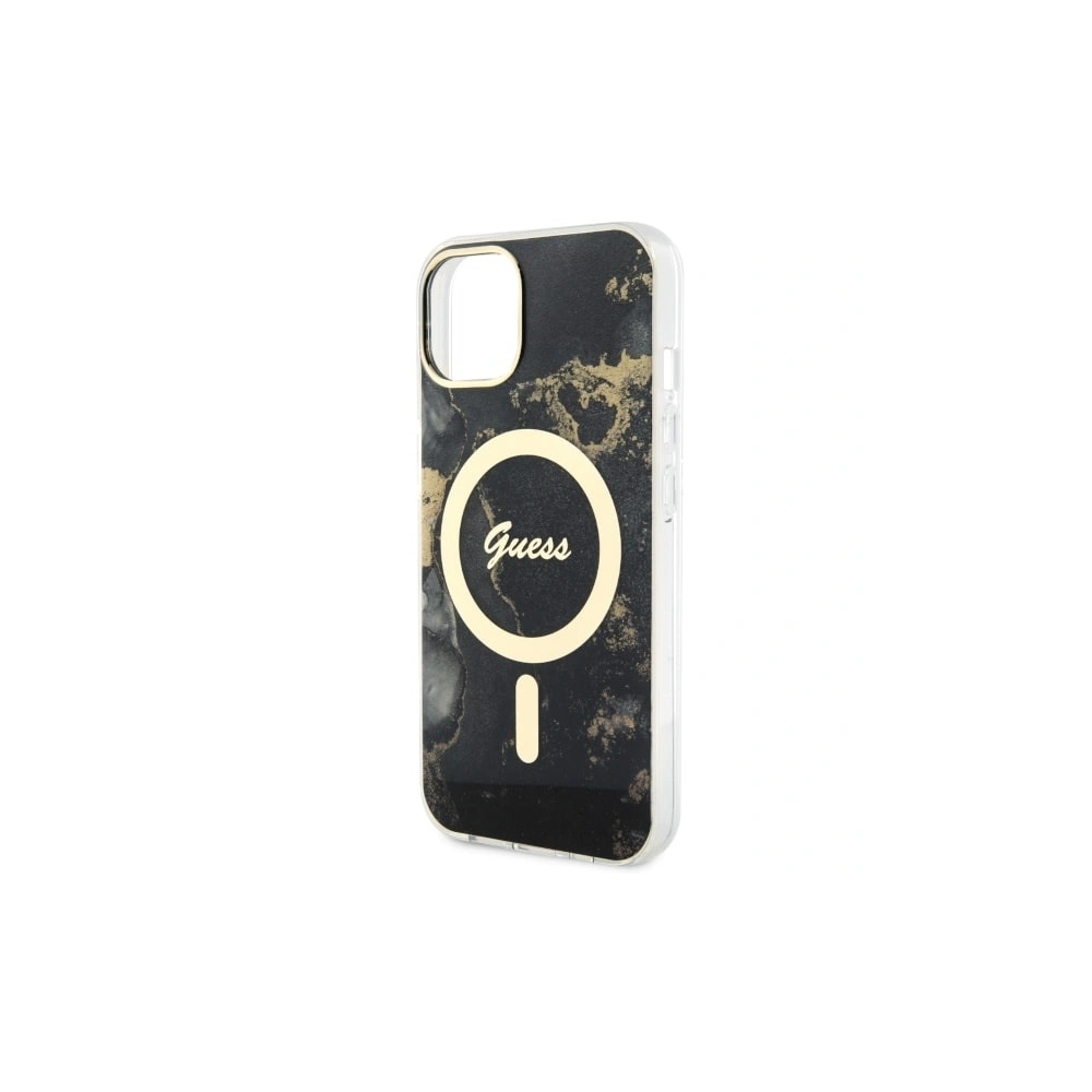 Etui Guess GUHMP14MHTMRSK Apple iPhone 14 Plus / 15 Plus czarny/black hardcase Golden Marble MagSafe
