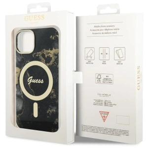Etui Guess GUHMP14MHTMRSK Apple iPhone 14 Plus / 15 Plus czarny/black hardcase Golden Marble MagSafe