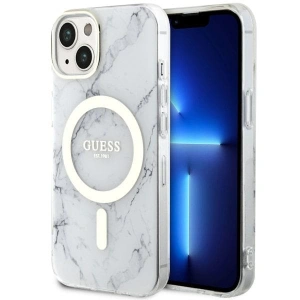 Etui Guess GUHMP14MPCUMAH Apple iPhone 14 Plus / 15 Plus biały/white hardcase Marble MagSafe