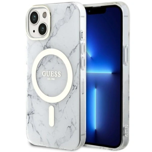 Kup Etui Guess GUHMP14MPCUMAH Apple iPhone 14 Plus / 15 Plus alb/white hardcase Marble MagSafe - GUE2504 - {ean13} - Sklep Home Screen