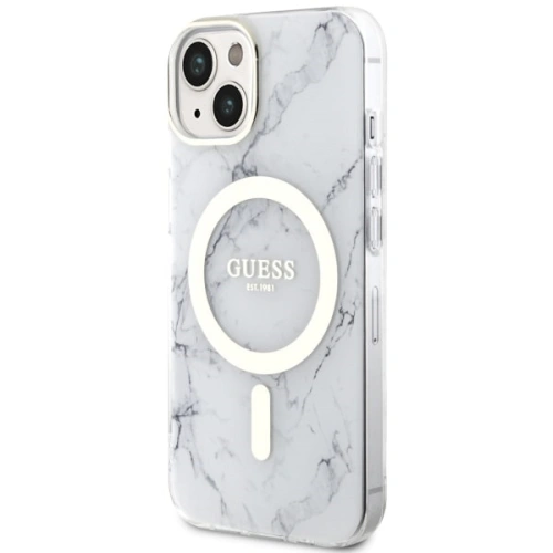 Kup Etui Guess GUHMP14MPCUMAH Apple iPhone 14 Plus / 15 Plus alb/white hardcase Marble MagSafe - GUE2504 - {ean13} - Sklep Home Screen