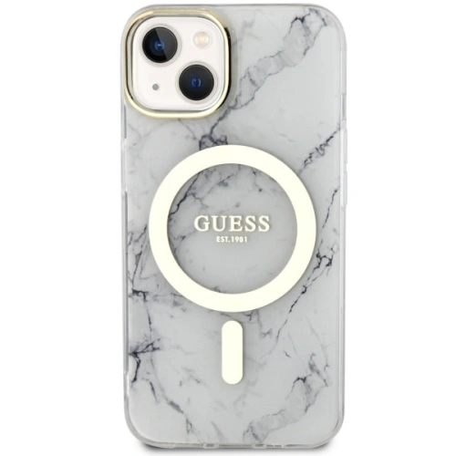 Kup Etui Guess GUHMP14MPCUMAH Apple iPhone 14 Plus / 15 Plus alb/white hardcase Marble MagSafe - GUE2504 - {ean13} - Sklep Home Screen