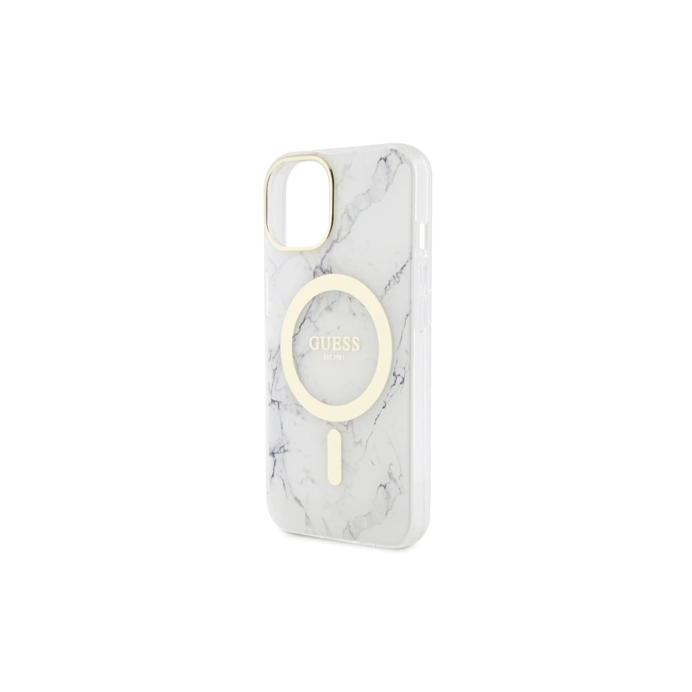 Etui Guess GUHMP14MPCUMAH Apple iPhone 14 Plus / 15 Plus biały/white hardcase Marble MagSafe