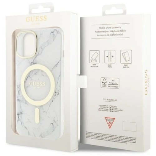 Kup Etui Guess GUHMP14MPCUMAH Apple iPhone 14 Plus / 15 Plus alb/white hardcase Marble MagSafe - GUE2504 - {ean13} - Sklep Home Screen