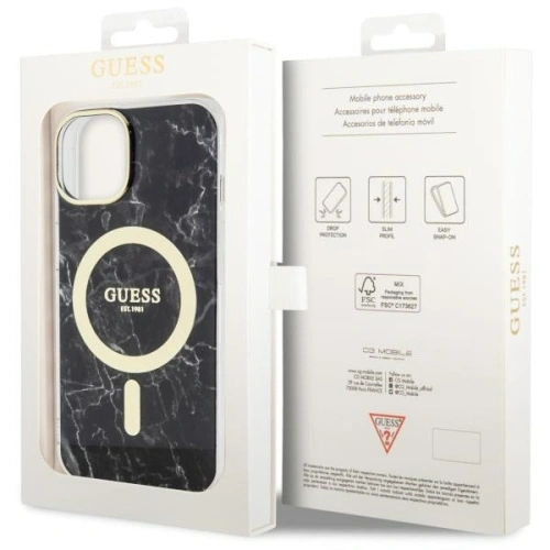 Kup Etui Guess GUHMP14MPCUMAK Apple iPhone 14 Plus / 15 Plus czarny/black hardcase Marble MagSafe - GUE2505 - {ean13} - Sklep Home Screen