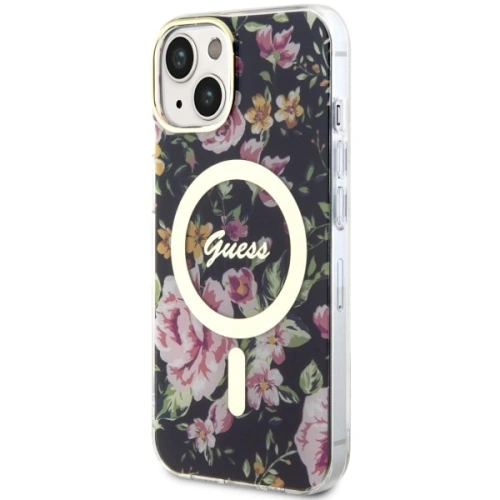 Etui Guess GUHMP14SHCFWSK Apple iPhone 14 černý/black hardcase Flower MagSafe