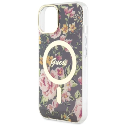 Etui Guess GUHMP14SHCFWSK Apple iPhone 14 černý/black hardcase Flower MagSafe