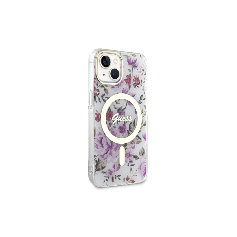 Etui Guess GUHMP14SHCFWST Apple iPhone 14 transparent hardcase Flower MagSafe