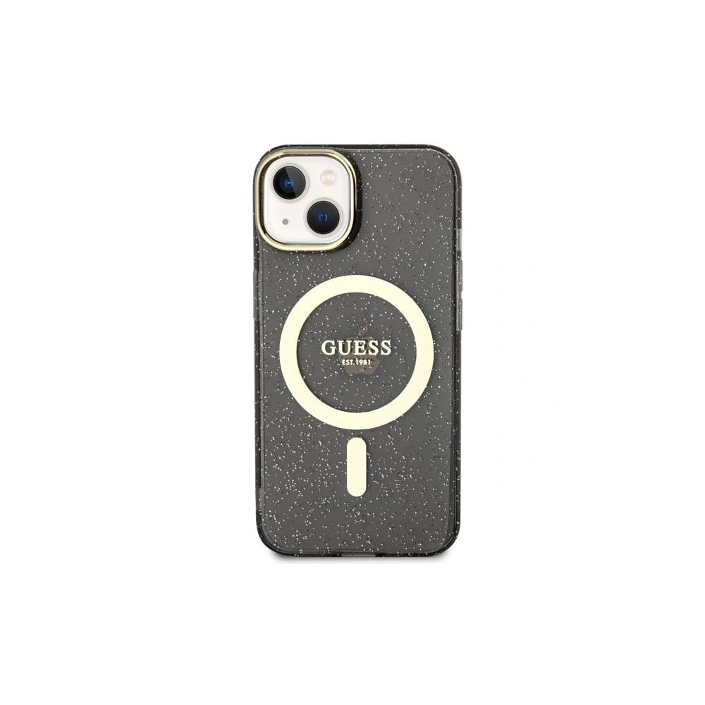 Etui Guess GUHMP14SHCMCGK Apple iPhone 14 czarny/black hardcase Glitter Gold MagSafe