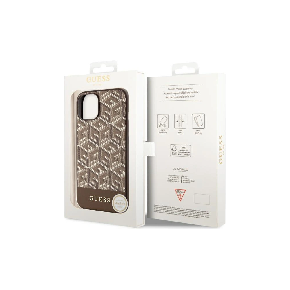 Etui Guess GUHMP14SHGCFSEW Apple iPhone 14 brązowy/brown hardcase GCube Stripes MagSafe