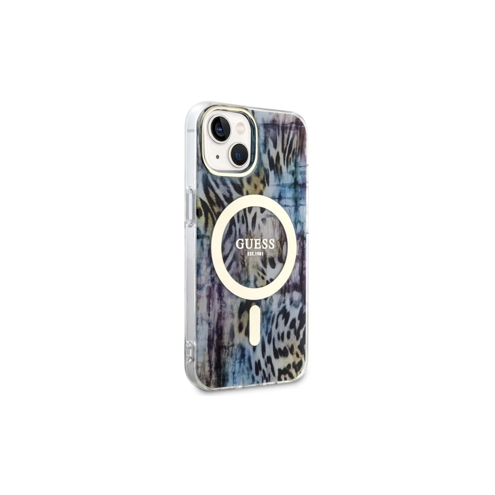 Etui Guess GUHMP14SHLEOPWB Apple iPhone 14 niebieski/blue hardcase Leopard MagSafe
