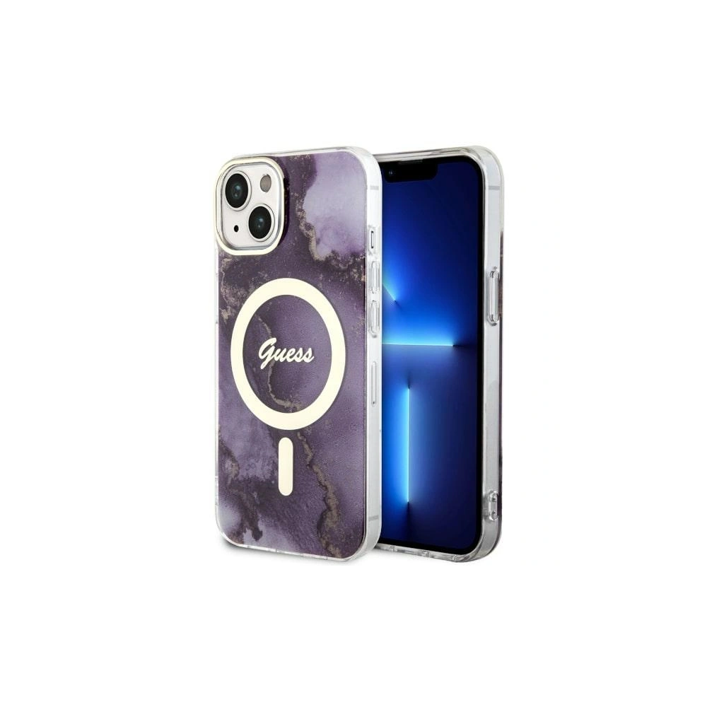 Etui Guess GUHMP14SHTMRSU Apple iPhone 14 purpurowy/purple hardcase Golden Marble MagSafe