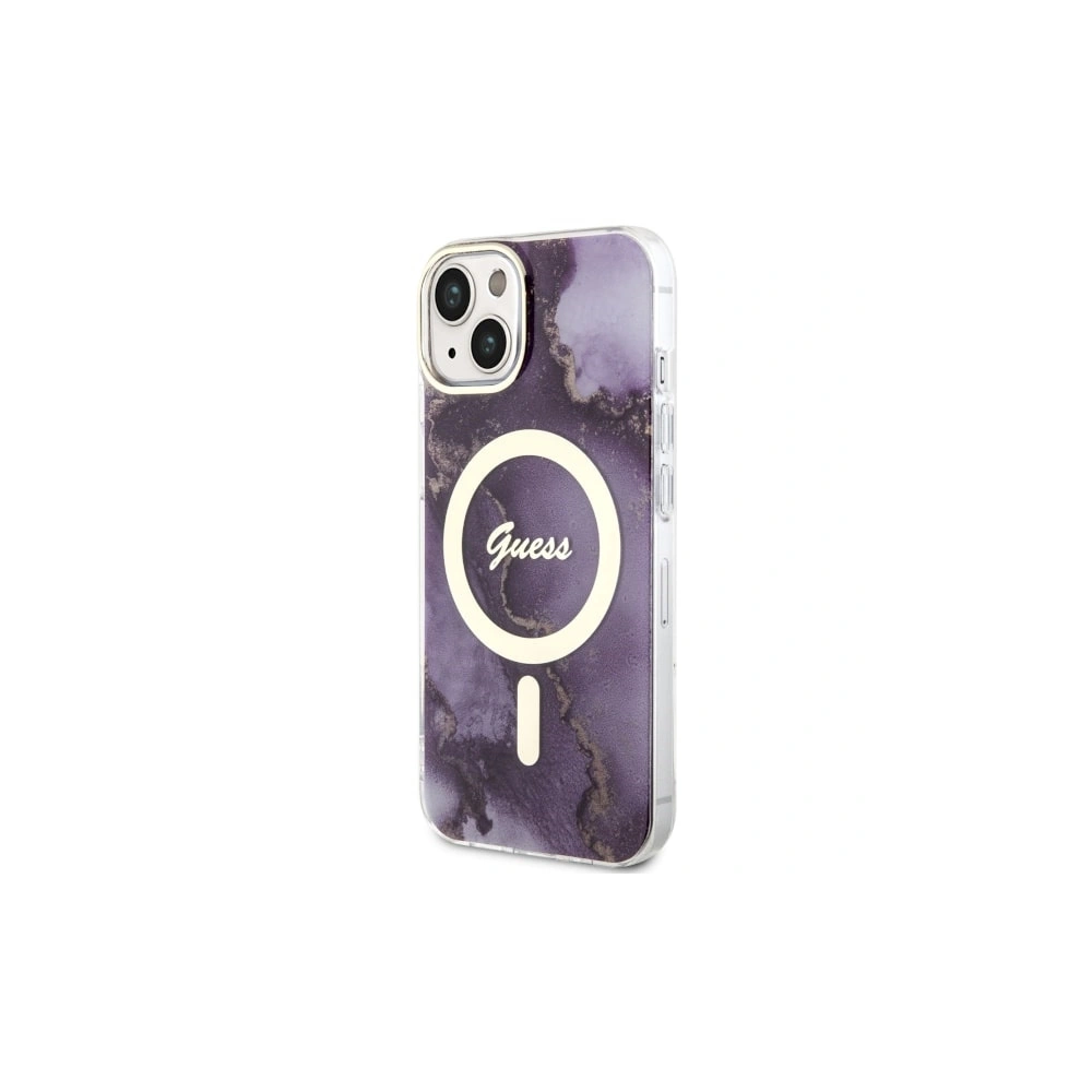 Etui Guess GUHMP14SHTMRSU Apple iPhone 14 purpurowy/purple hardcase Golden Marble MagSafe
