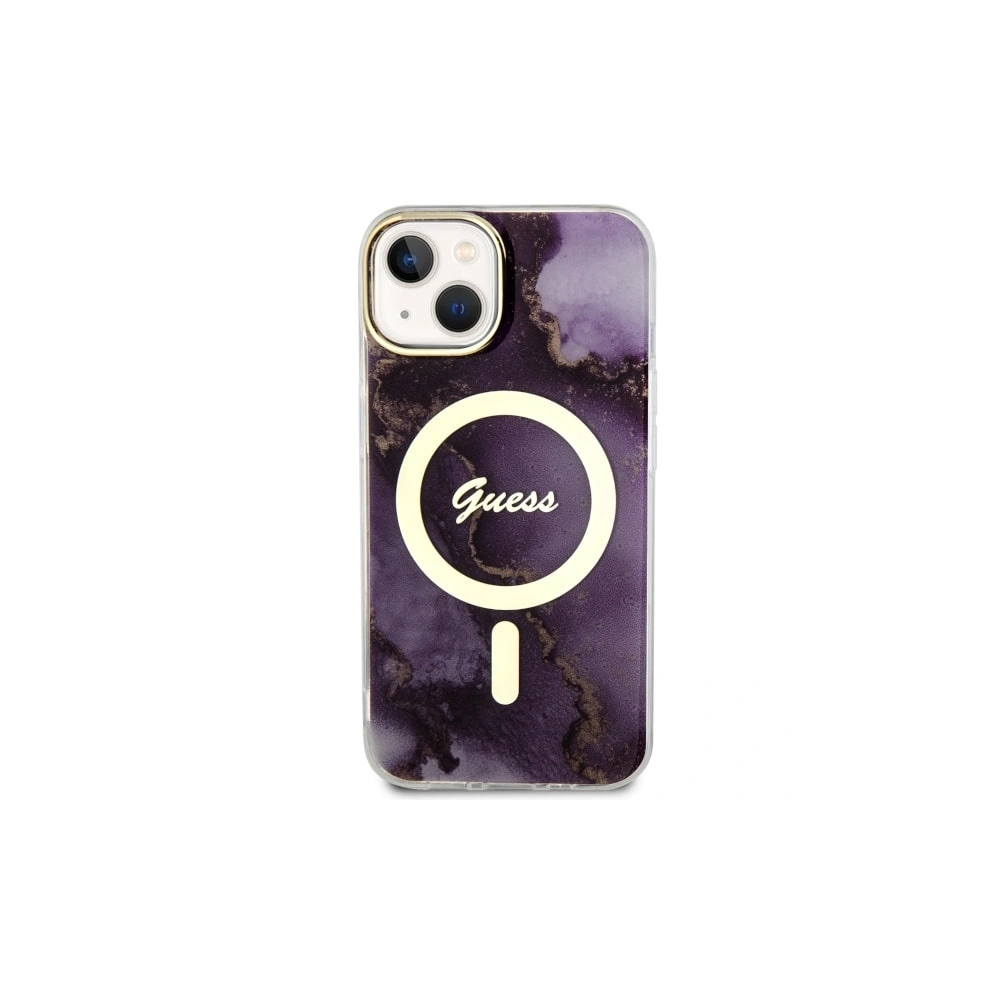 Etui Guess GUHMP14SHTMRSU Apple iPhone 14 purpurowy/purple hardcase Golden Marble MagSafe