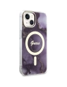 Guess GUHMP14SHTMRSU Apple iPhone 14 purple hardcase Golden Marble MagSafe