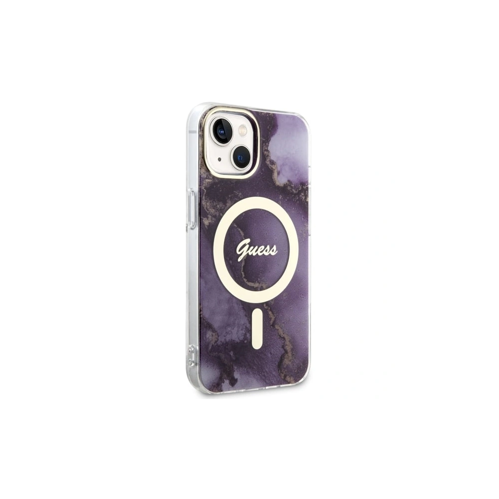 Etui Guess GUHMP14SHTMRSU Apple iPhone 14 purpurowy/purple hardcase Golden Marble MagSafe