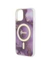 Guess Apple Tasche GUHMP14SHTMRSU iPhone 14 lila/violett Hartschalenetui Golden Marble MagSafe