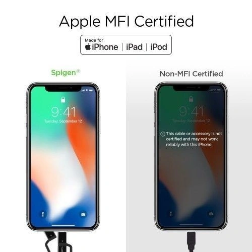 Kup Spigen C10I3 3w1 USB-C, Lightning & microUSB kabel 150cm černý - SPN770BLK - {ean13} - Sklep Home Screen