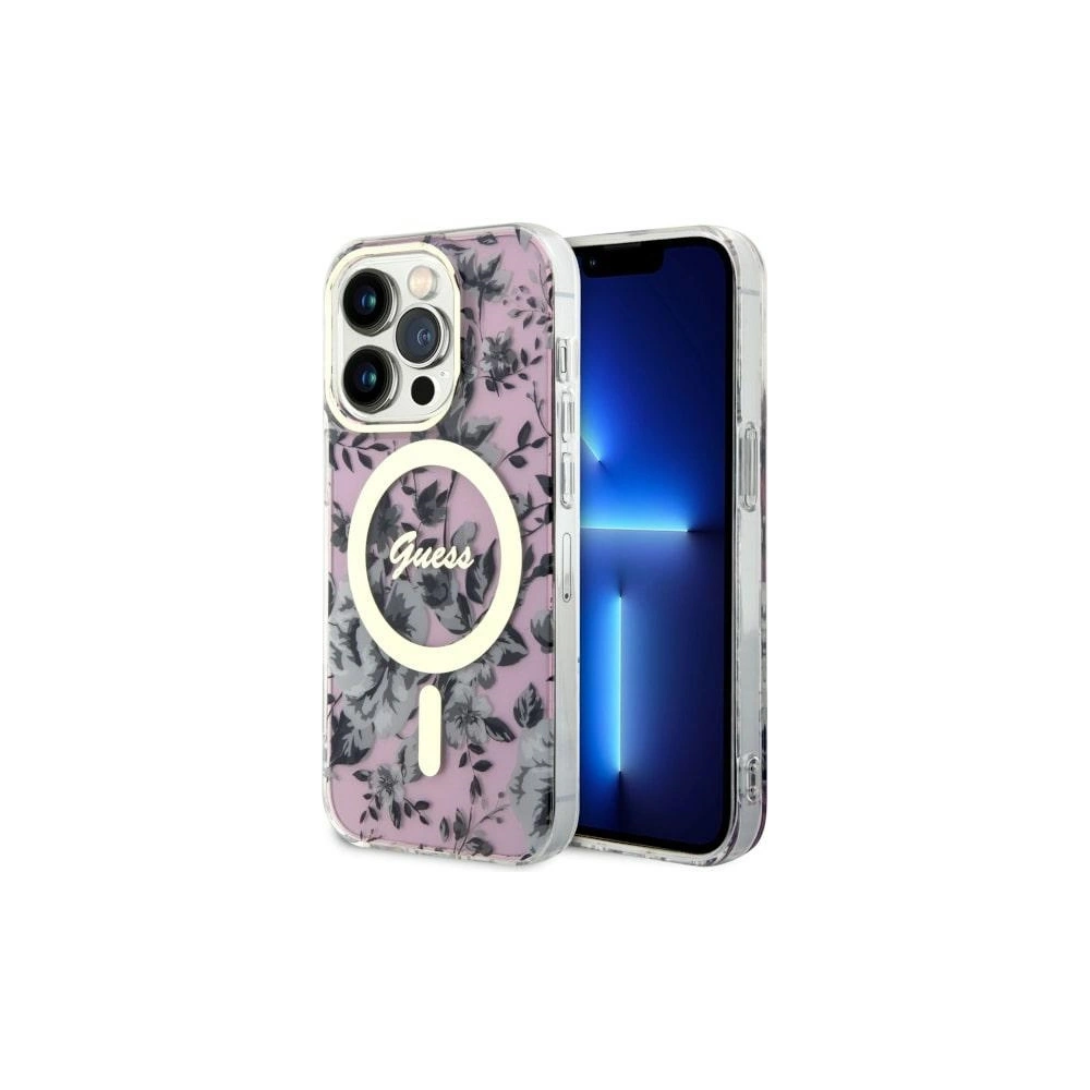 Etui Guess GUHMP14XHCFWSP Apple iPhone 14 Pro Max różowy/pink hardcase Flower MagSafe
