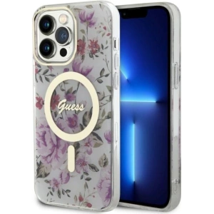Kup Etui Guess GUHMP14XHCFWST Apple iPhone 14 Pro Max transparentní tvrdý obal Květy MagSafe - GUE2532 - {ean13} - Sklep Home Screen
