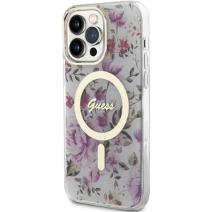 Kup Etui Guess GUHMP14XHCFWST Apple iPhone 14 Pro Max transparentní tvrdý obal Květy MagSafe - GUE2532 - {ean13} - Sklep Home Screen