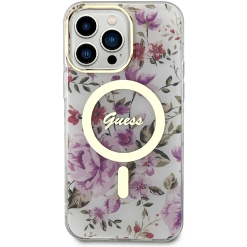 Kup Etui Guess GUHMP14XHCFWST Apple iPhone 14 Pro Max transparentní tvrdý obal Květy MagSafe - GUE2532 - {ean13} - Sklep Home Screen