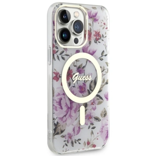 Kup Etui Guess GUHMP14XHCFWST Apple iPhone 14 Pro Max transparentní tvrdý obal Květy MagSafe - GUE2532 - {ean13} - Sklep Home Screen