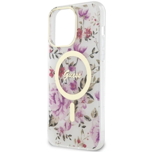 Buy Guess GUHMP14XHCFWST Apple iPhone 14 Pro Max transparent hardcase Flower MagSafe - GUE2532 - {ean13} - Home Screen Store Europe