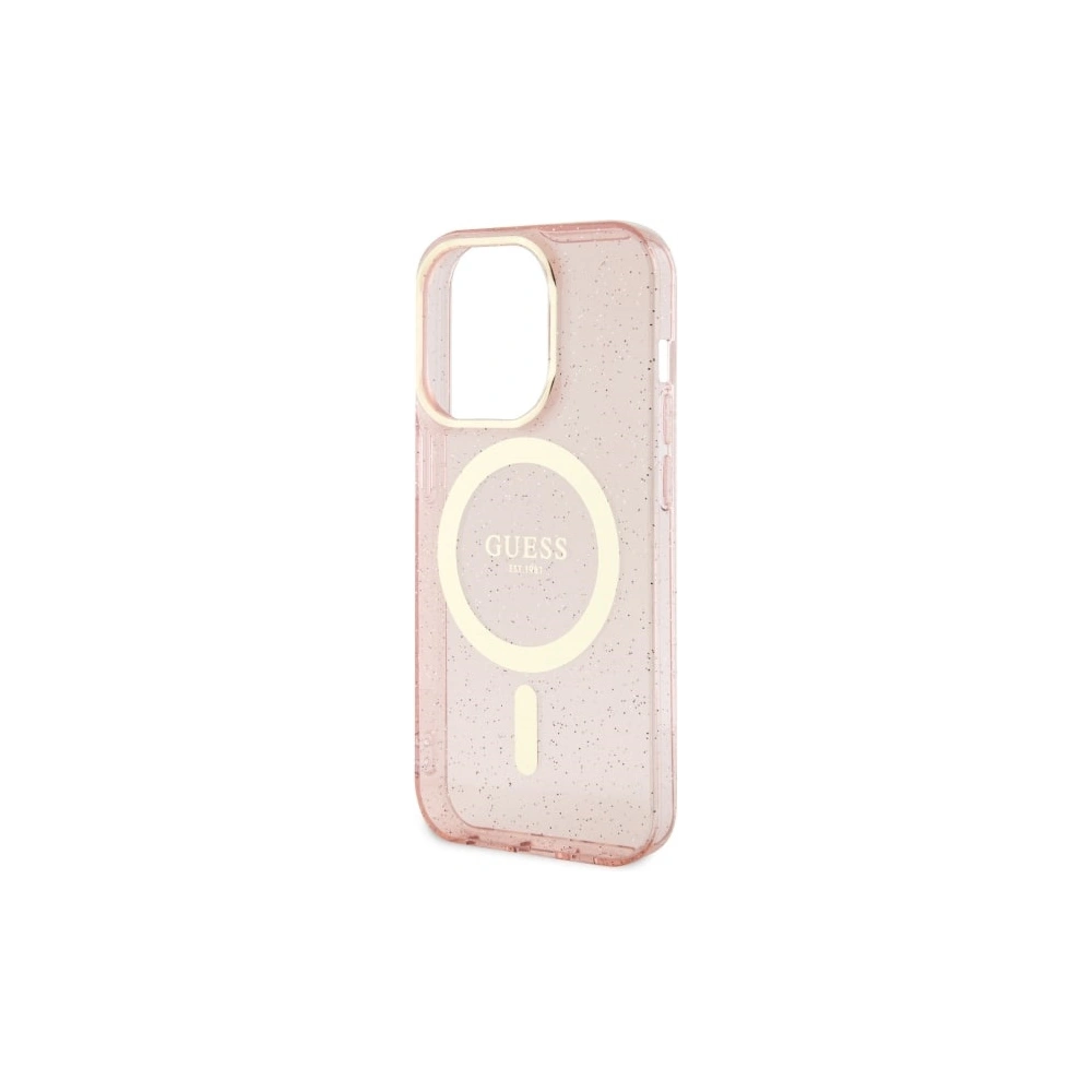 Etui Guess GUHMP14XHCMCGP Apple iPhone 14 Pro Max różowy/pink hardcase Glitter Gold MagSafe