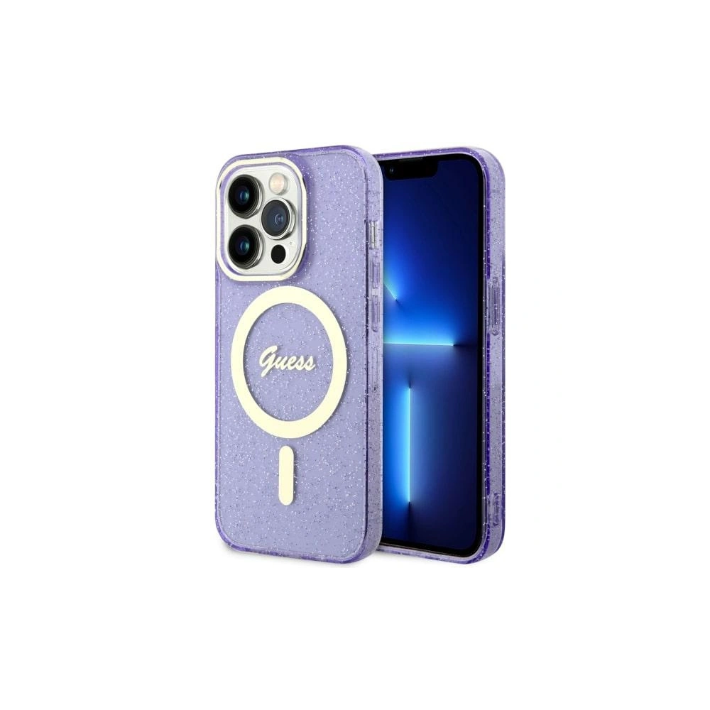 Etui Guess GUHMP14XHCMCGU Apple iPhone 14 Pro Max purpurowy/purple hardcase Glitter Gold MagSafe