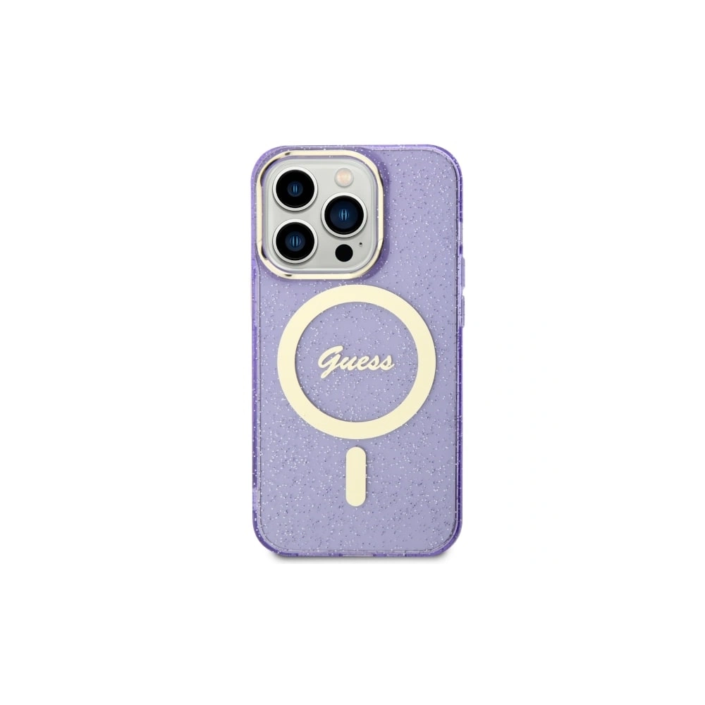 Etui Guess GUHMP14XHCMCGU Apple iPhone 14 Pro Max purpurowy/purple hardcase Glitter Gold MagSafe