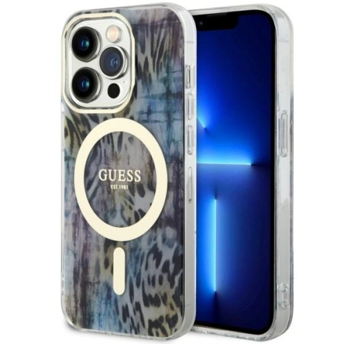 Kup Etui Guess GUHMP14XHLEOPWB Apple iPhone 14 Pro Max modrý/blue hardcase Leopard MagSafe - GUE2537 - {ean13} - Sklep Home Screen