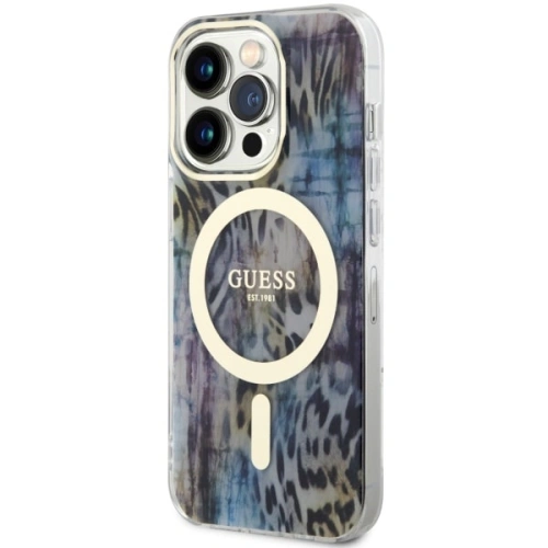 Kup Etui Guess GUHMP14XHLEOPWB Apple iPhone 14 Pro Max modrý/blue hardcase Leopard MagSafe - GUE2537 - {ean13} - Sklep Home Screen
