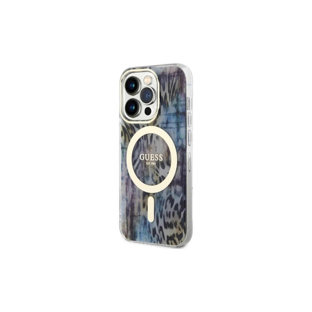 Etui Guess GUHMP14XHLEOPWB Apple iPhone 14 Pro Max niebieski/blue hardcase Leopard MagSafe