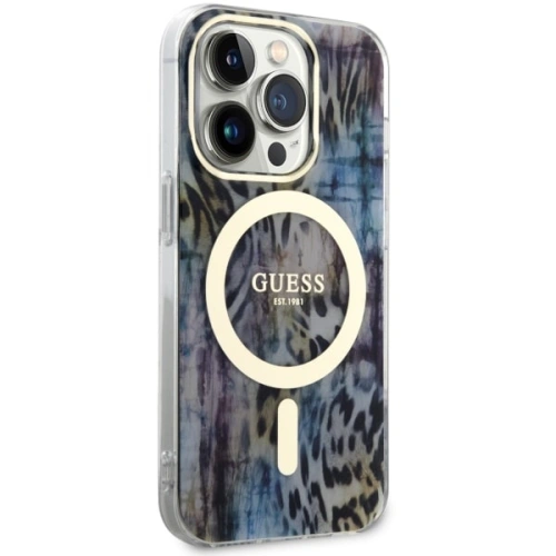 Kup Etui Guess GUHMP14XHLEOPWB Apple iPhone 14 Pro Max modrý/blue hardcase Leopard MagSafe - GUE2537 - {ean13} - Sklep Home Screen