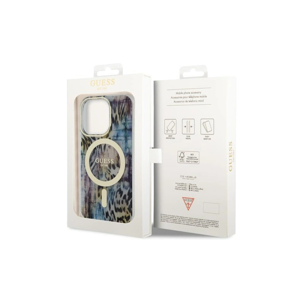 Etui Guess GUHMP14XHLEOPWB Apple iPhone 14 Pro Max niebieski/blue hardcase Leopard MagSafe