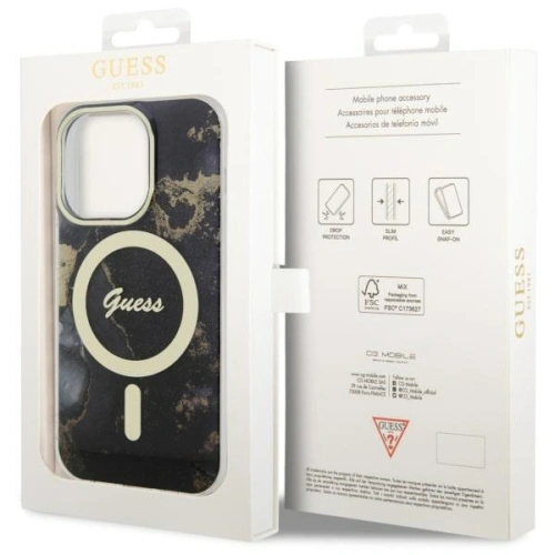 Kup Etui Guess GUHMP14XHTMRSK Apple iPhone 14 Pro Max černý/black hardcase Golden Marble MagSafe - GUE2539 - {ean13} - Sklep Home Screen