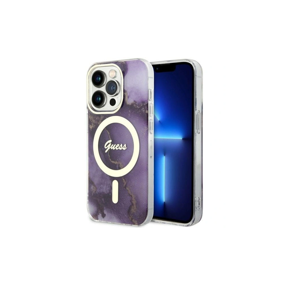 Etui Guess GUHMP14XHTMRSU Apple iPhone 14 Pro Max purpurowy/purple hardcase Golden Marble MagSafe