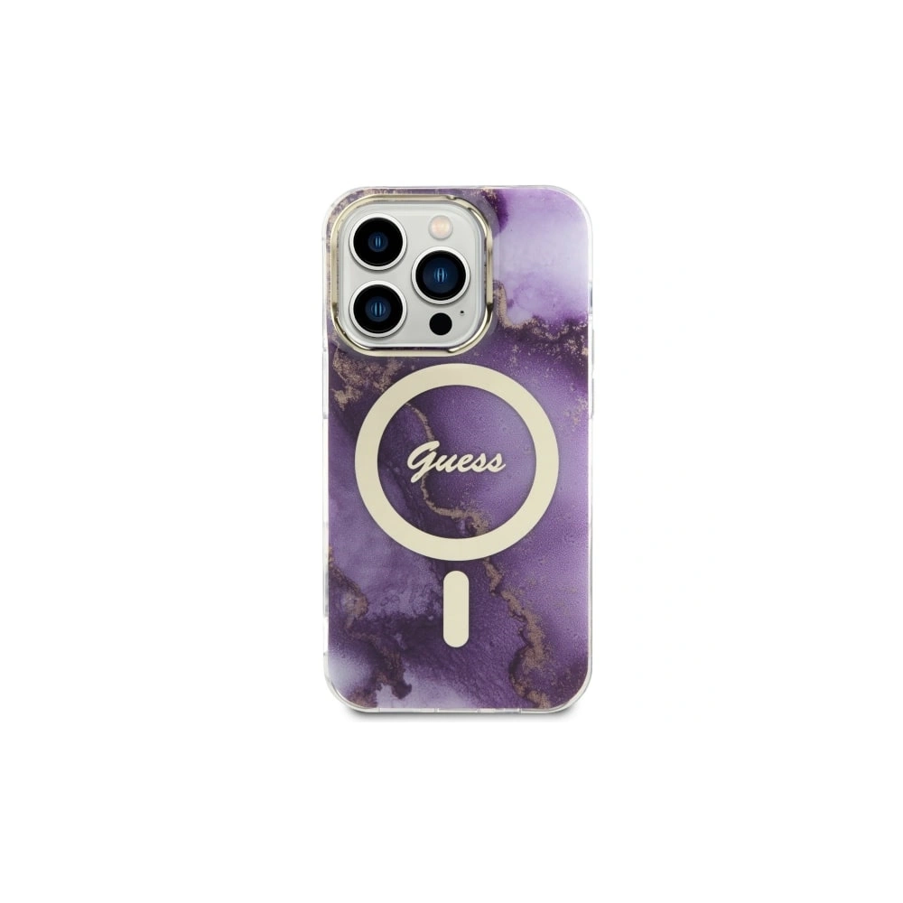 Etui Guess GUHMP14XHTMRSU Apple iPhone 14 Pro Max purpurowy/purple hardcase Golden Marble MagSafe