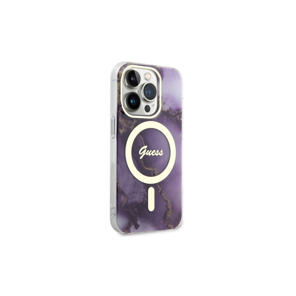 Etui Guess GUHMP14XHTMRSU Apple iPhone 14 Pro Max purpurowy/purple hardcase Golden Marble MagSafe