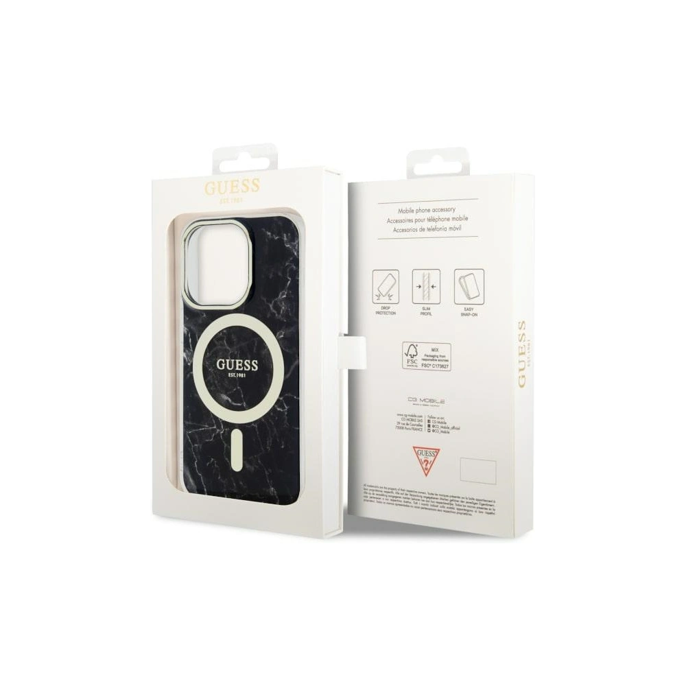 Etui Guess GUHMP14XPCUMAK Apple iPhone 14 Pro Max czarny/black hardcase Marble MagSafe