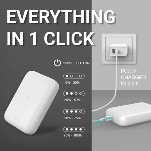 Buy PURO Compact Mini Powerbank 10000 mAh, USB-C & USB-A (white) - PUR692 - {ean13} - Home Screen Store Europe